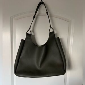 Neiman Marcus Vegan Leather Olive Green Shoulder Bag